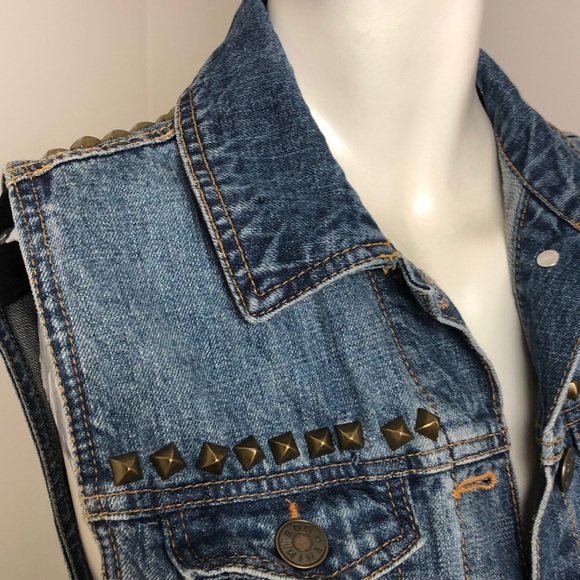 BDG Urban Outfitters Blue Denim Studded Jean Vest Size S - Picture 6 of 15